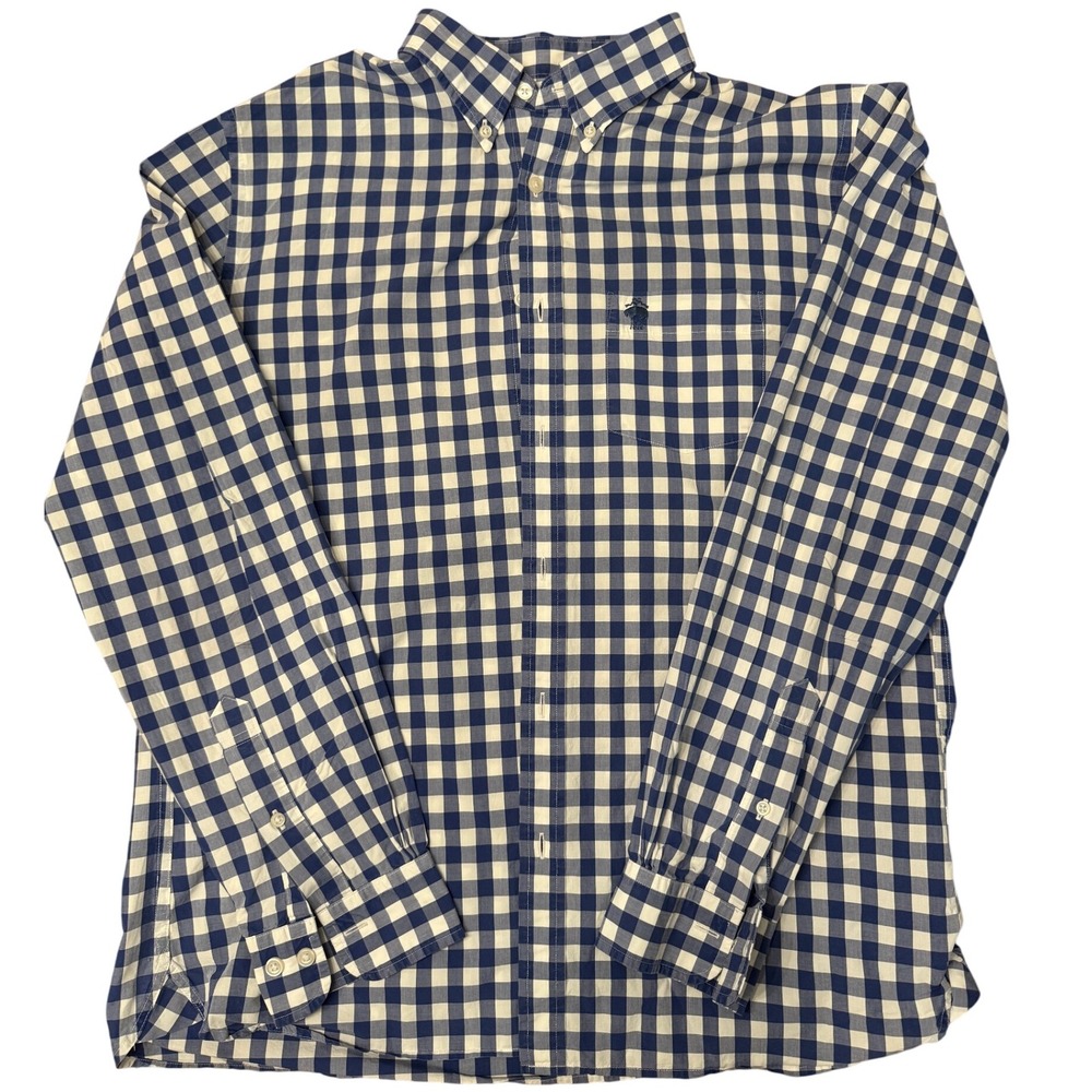 Brooks Brothers Red Fleece XL Blue Gingham Check Button Down‎ Shirt Mens Preppy